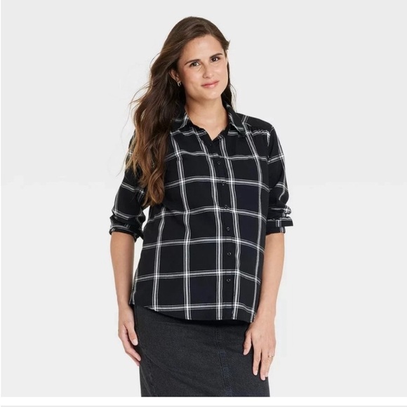 NWT Isabel Maternity Women’s Plaid Button Up Shirt XXL - Picture 1 of 9